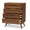 Baxton Studio Barrett Mid-Century Walnut Brown Finished Wood and Synthetic Rattan 4-Drawer Chest 192-11299-ZORO - alternate 7